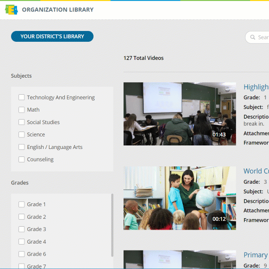 screen capture video showing process of navigating a teaching video library